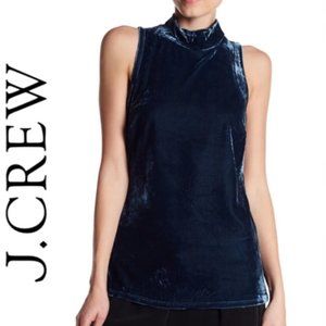 J. Crew Blue Velvet Mock Neck Top
